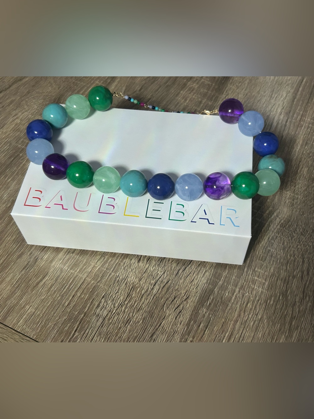 NWOT BaubleBar Jane Beaded Necklace Blue Purple Oversized Chunky Statement